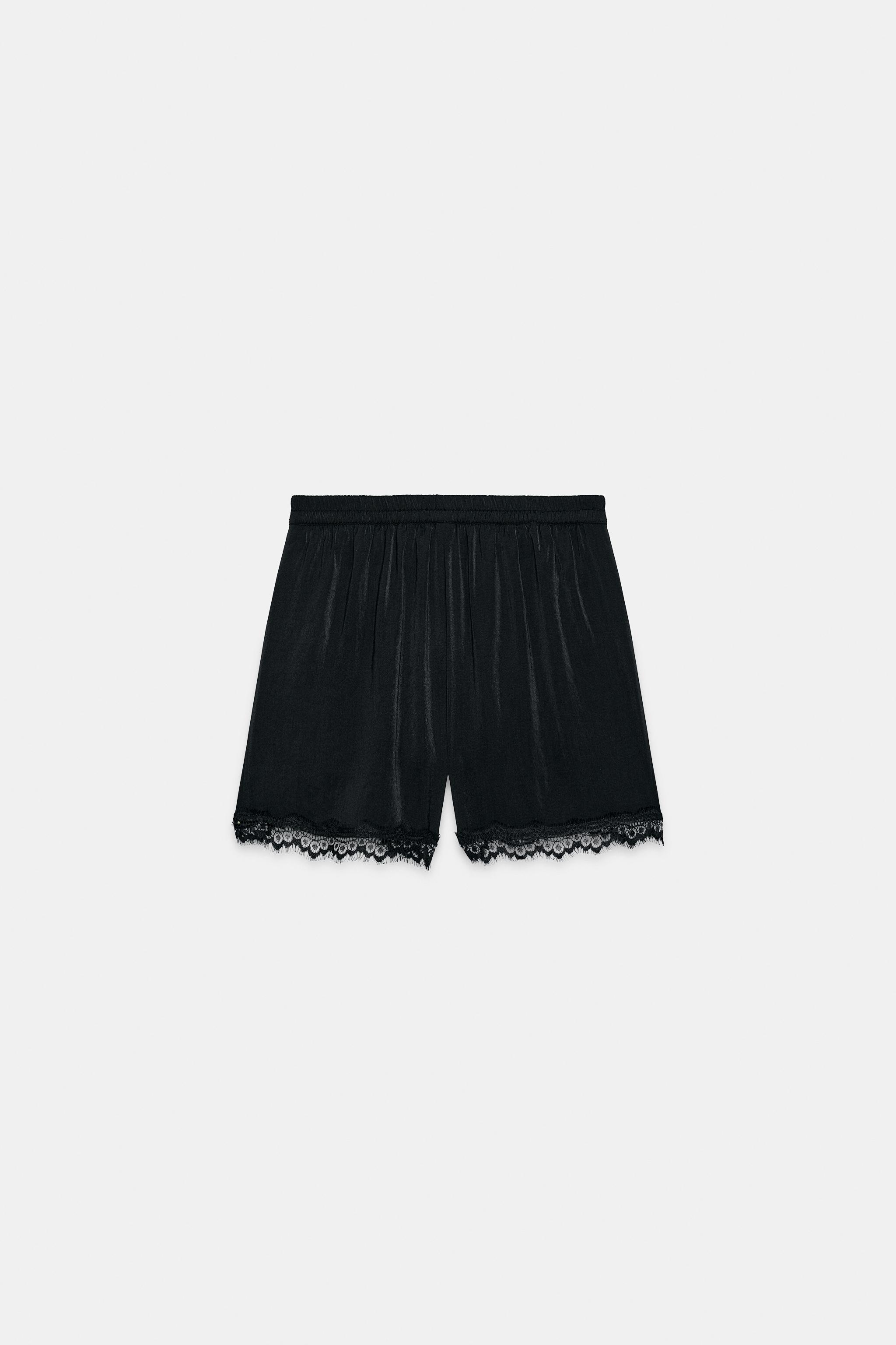 LACE TRIM SATIN SHORTS