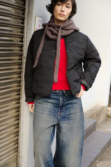 QUILTED JACKET WITH TIES - Black by Zara