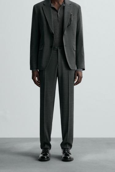 CALÇA DE TRAJE COM ESTRUTURA - Cinza-escuro da Zara