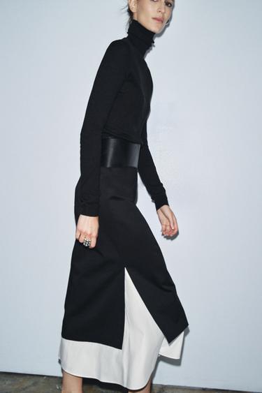 ZW COLLECTION CONTRAST SKIRT - Black / White by Zara - Image 3