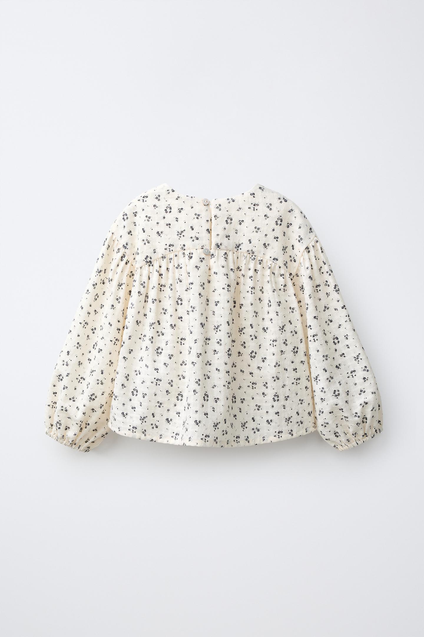 Детская блузка Zara Printed Floral Blouse, цвет: Экрю — фото 3
