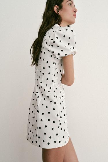 SHORT POLKA DOT DRESS - Black / White by Zara - Image 2
