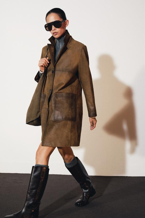 Zara LIMITED EDITION ZW 100% LEATHER COAT - Light brown - Image 0