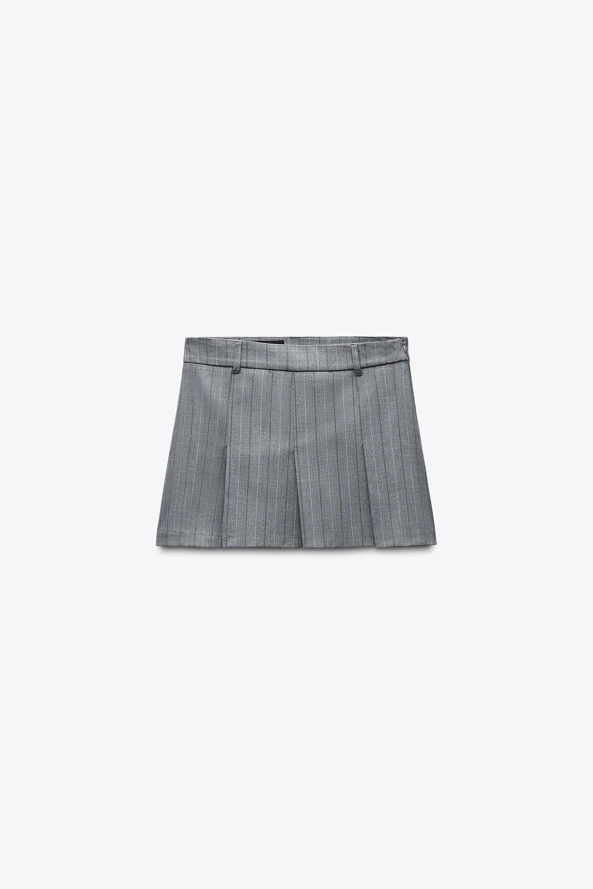 ピンストライプ柄ミニスカート - ミディアムグレー | ZARA Japan