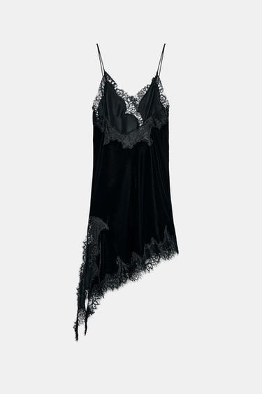 ROBE EN VELOURS AVEC DENTELLE ZW COLLECTION - Noir de Zara - Image 5