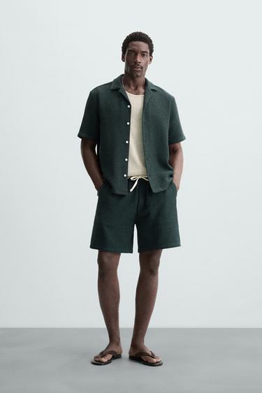 TEXTURED RELAXED FIT BERMUDA SHORTS - Blue / Green by Zara - Image 0