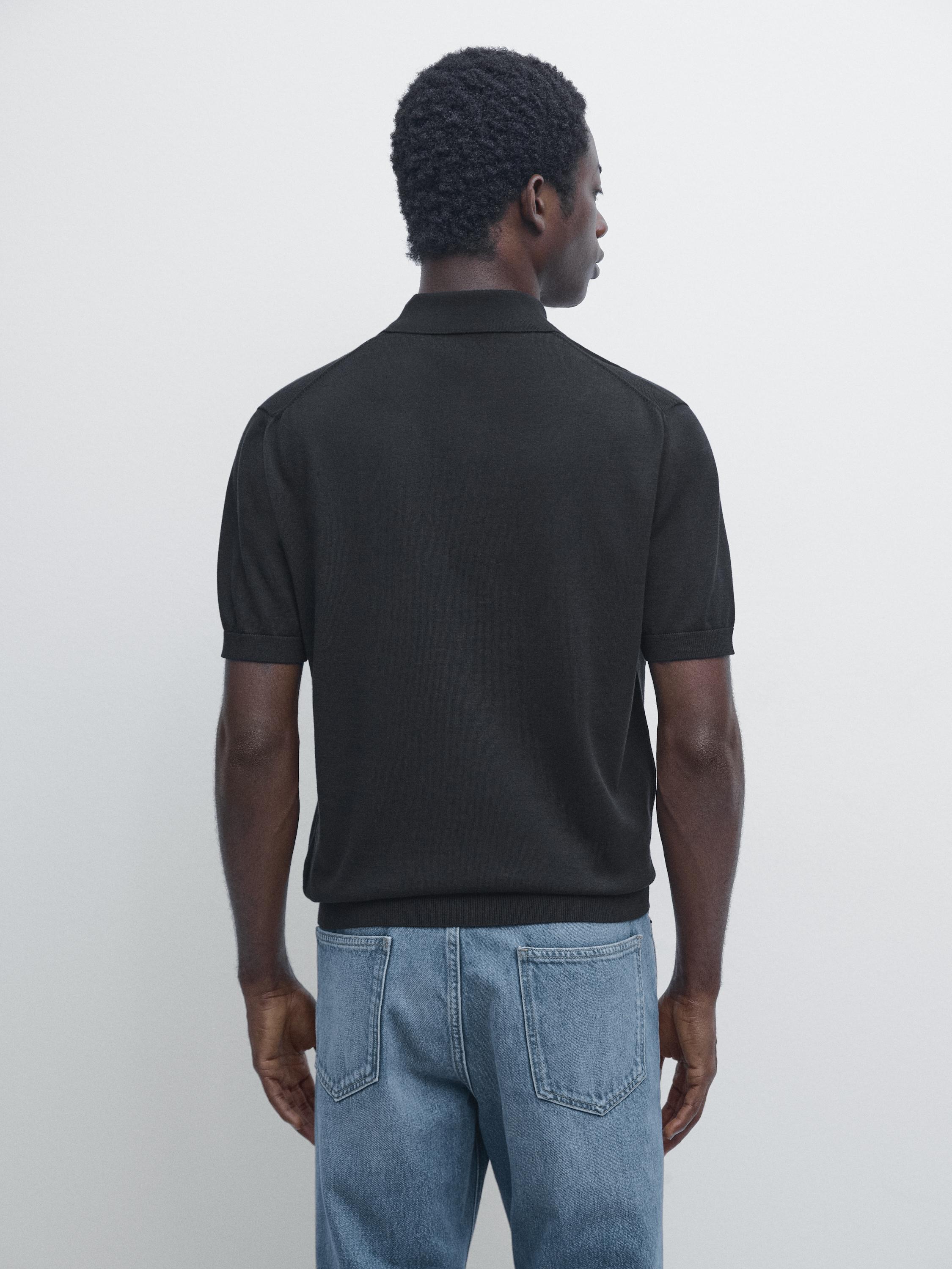 Knit cotton polo shirt