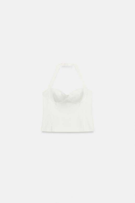SATIN HALTER TOP - White by Zara - Image 0