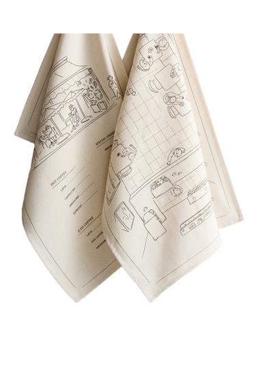 PACK OF COTTON CAFÉ TEA TOWELS (PACK OF 2) - Brown by Zara