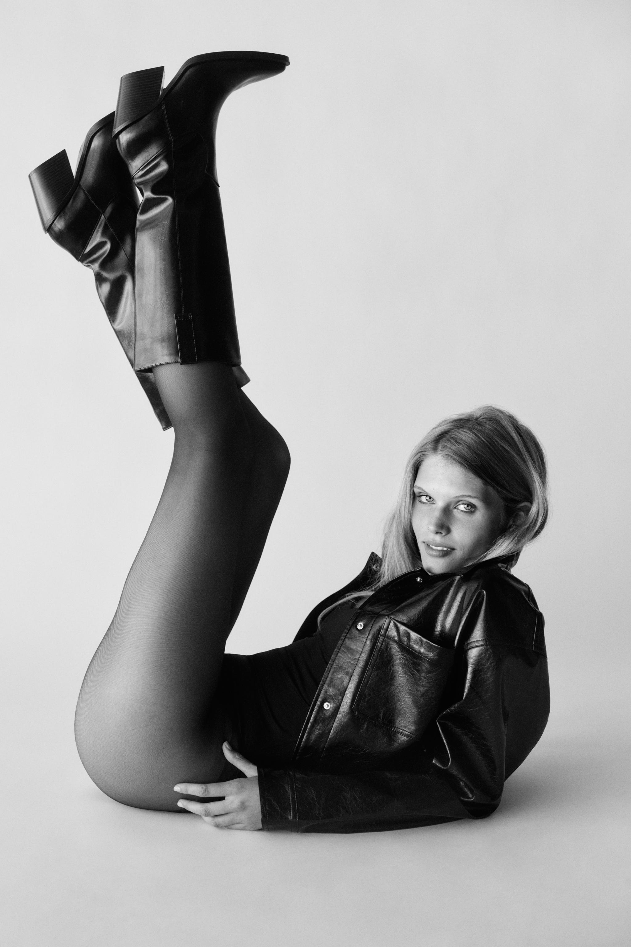 BOTA TACÓN COWBOY Negro ZARA Chile - Main Image