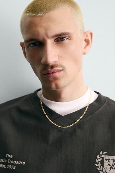 T-SHIRT LAVÉ À IMPRIMÉS - Gris anthracite de Zara - Image 5