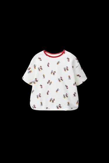 Zara MICKEY AND MINNIE MOUSE © DISNEY TEXTURED PRINT T-SHIRT - Oyster-white - Image 0