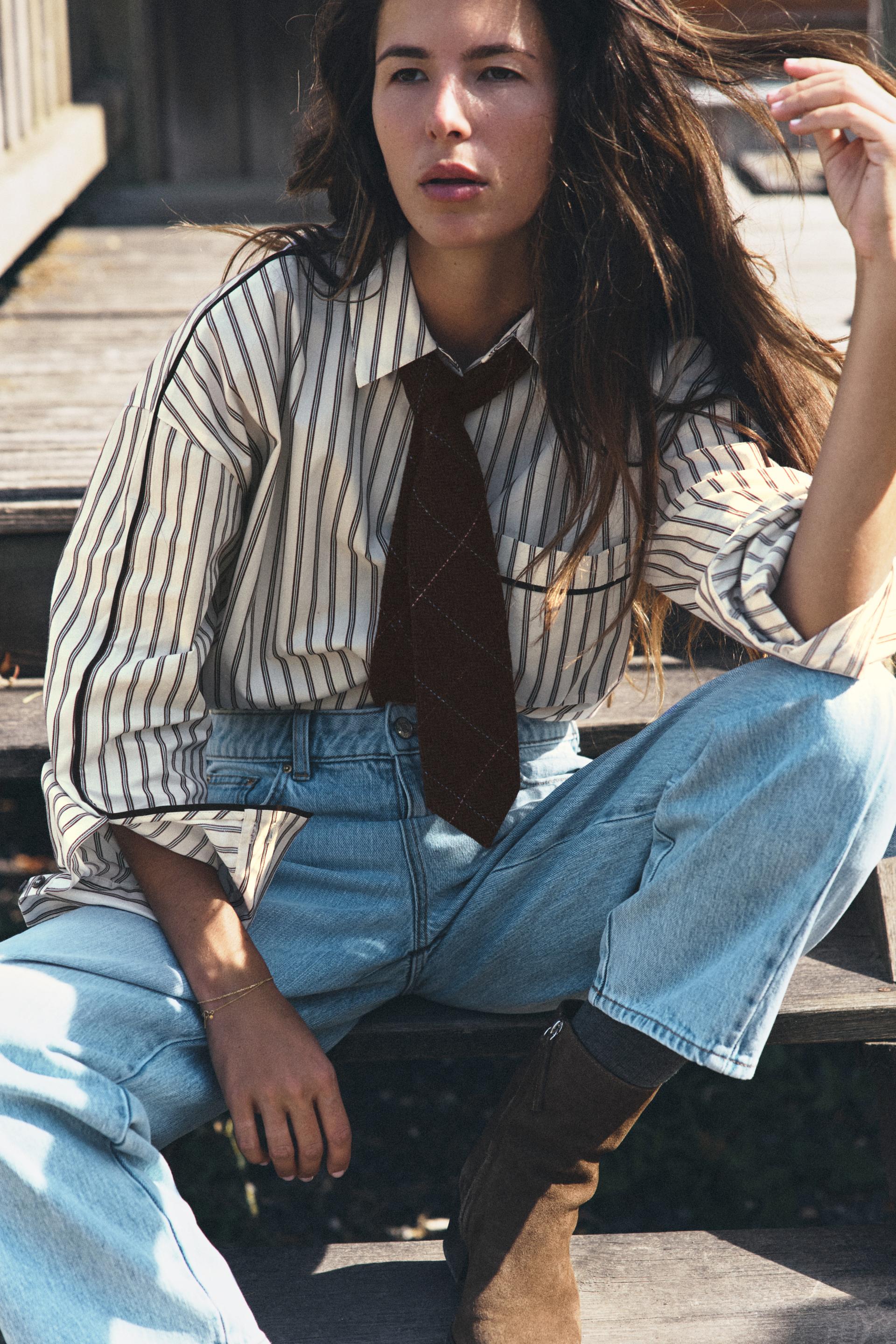 STRIPED CONTRAST PIPING SHIRT - angle 1