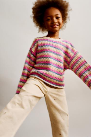 MULTICOLOURED STRIPED KNIT SWEATER - Pink by Zara