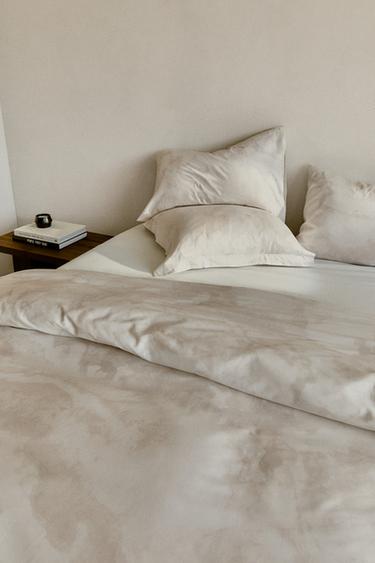 MARBLE PRINT DUVET COVER - Oyster-white by Zara