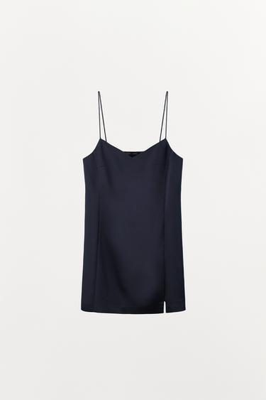 MINIKJOLE I SATIN - marineblå fra Zara