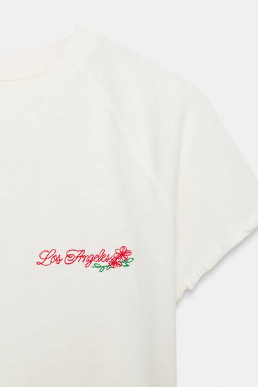 RAGLAN SLEEVE SLOGAN T-SHIRT - Ecru by Zara - Image 4