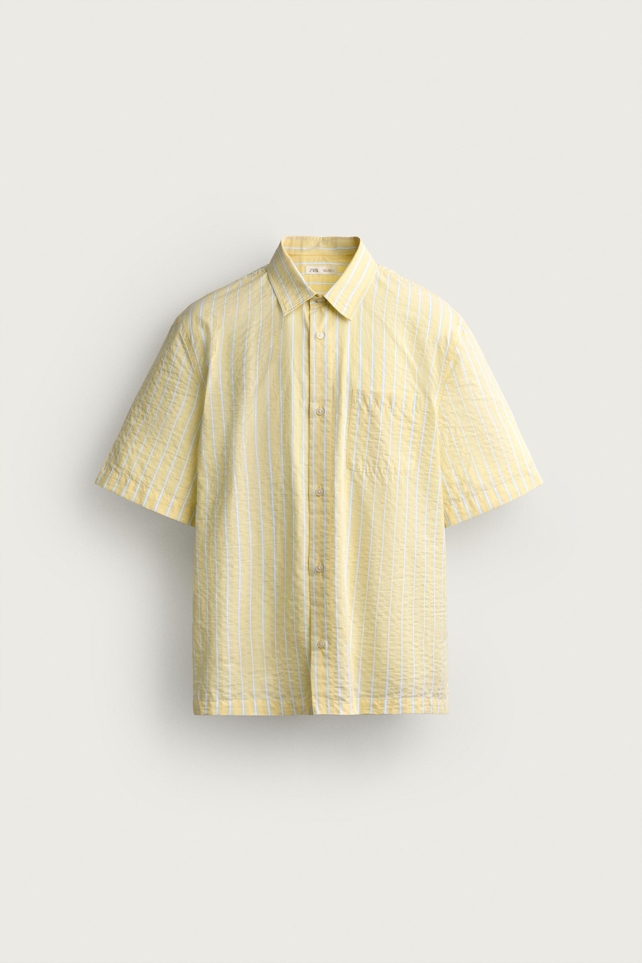 STRIPED REGULAR FIT SHIRT — Yellow
