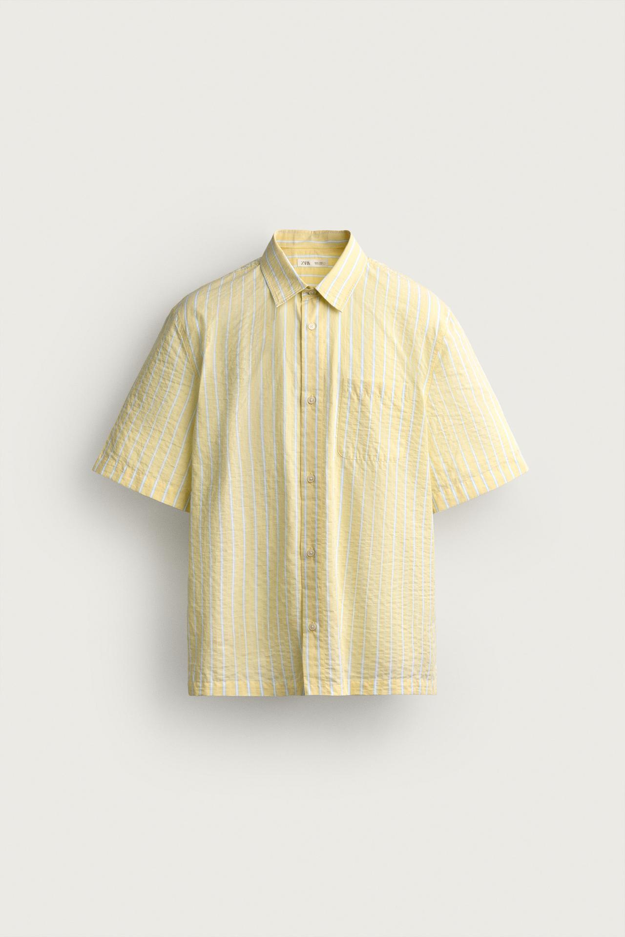 STRIPED REGULAR FIT SHIRT — Yellow