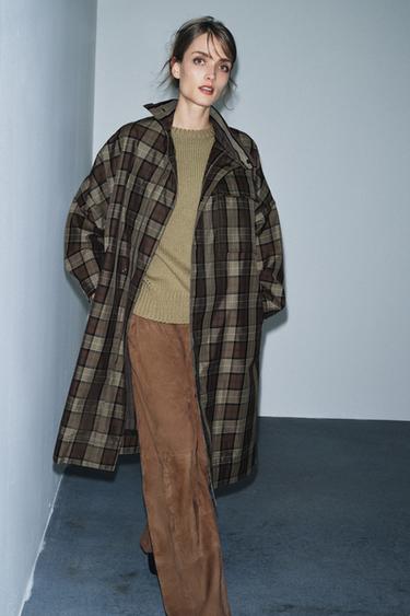 ZW COLLECTION LIMITED EDITION CHECKED TRENCH COAT - Dark brown by Zara