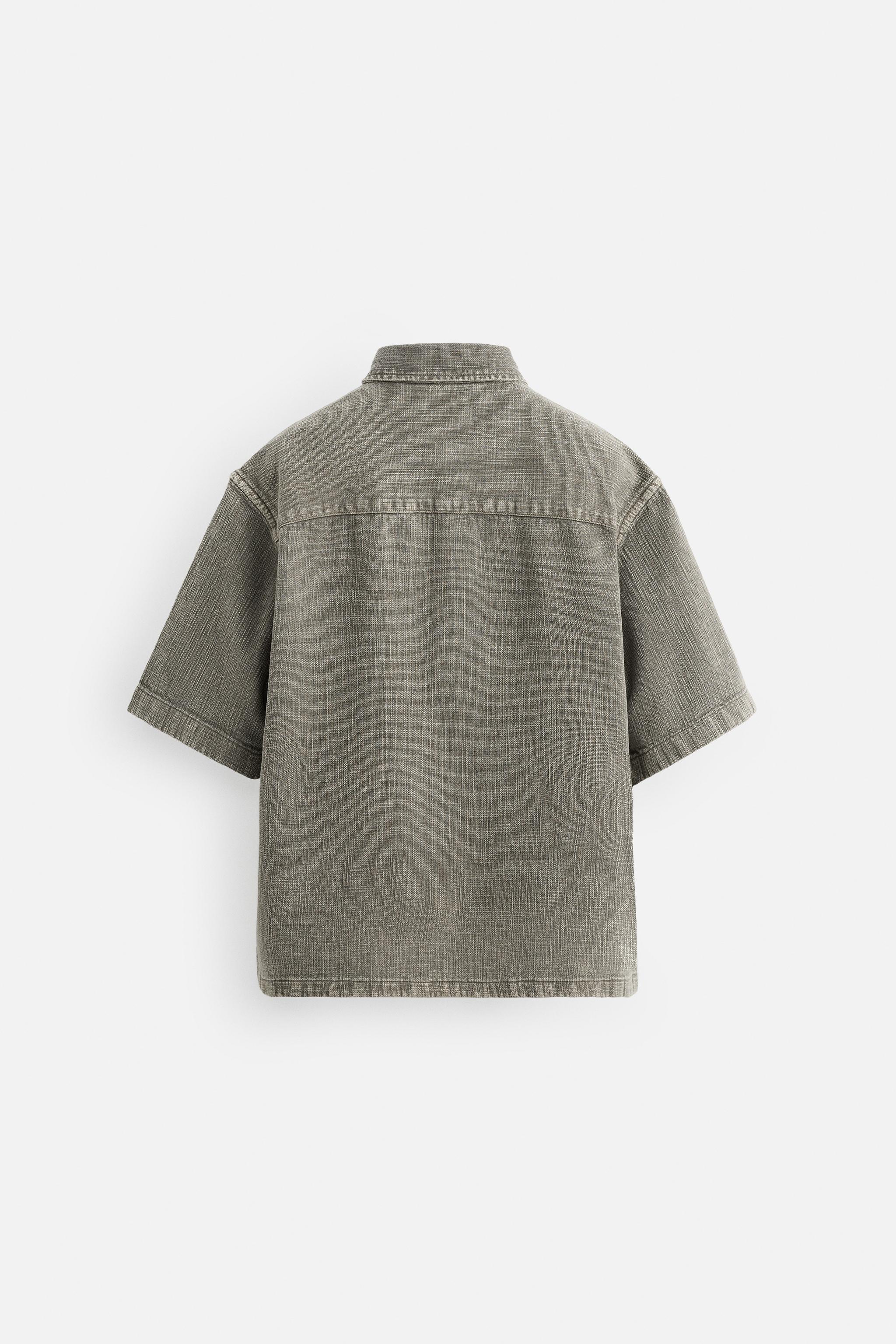 国内発送★ZARA★ウォッシュ加工*レリーフシャツ ウォッシュ加工レリーフシャツ - ブラウン/モール | ZARA Japan