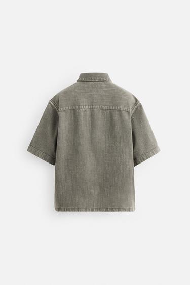 WASHED TEXTURED SHIRT - Brown / Taupe by Zara - Image 8