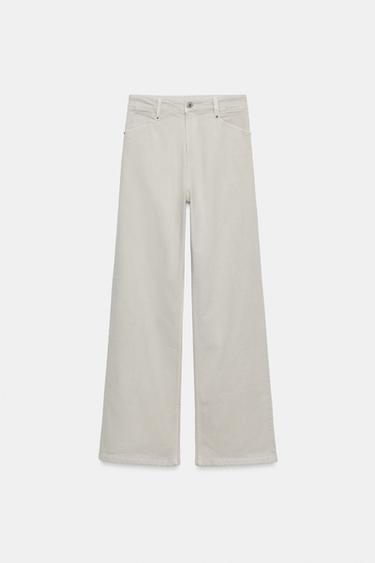 ZW COLLECTION WIDE-LEG HIGH-WAIST JEANS - Pearl grey by Zara