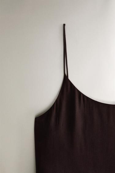 CHEMISE DE NUIT SOIE GRISE - Marron foncé de Zara - Image 2