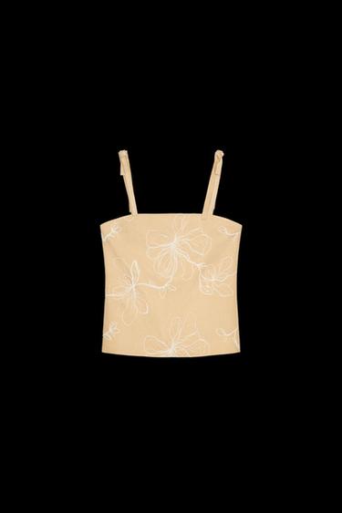ZW COLLECTION EMBROIDERED TOP - camel by Zara