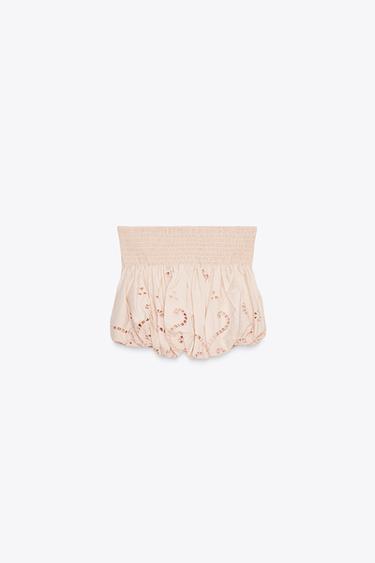 TOP BALLON BRODÉ - Rose pâle de Zara - Image 4