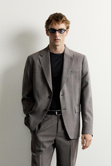 BLAZER DE TERNO XADREZ COM LÃ - marrom vigore da Zara