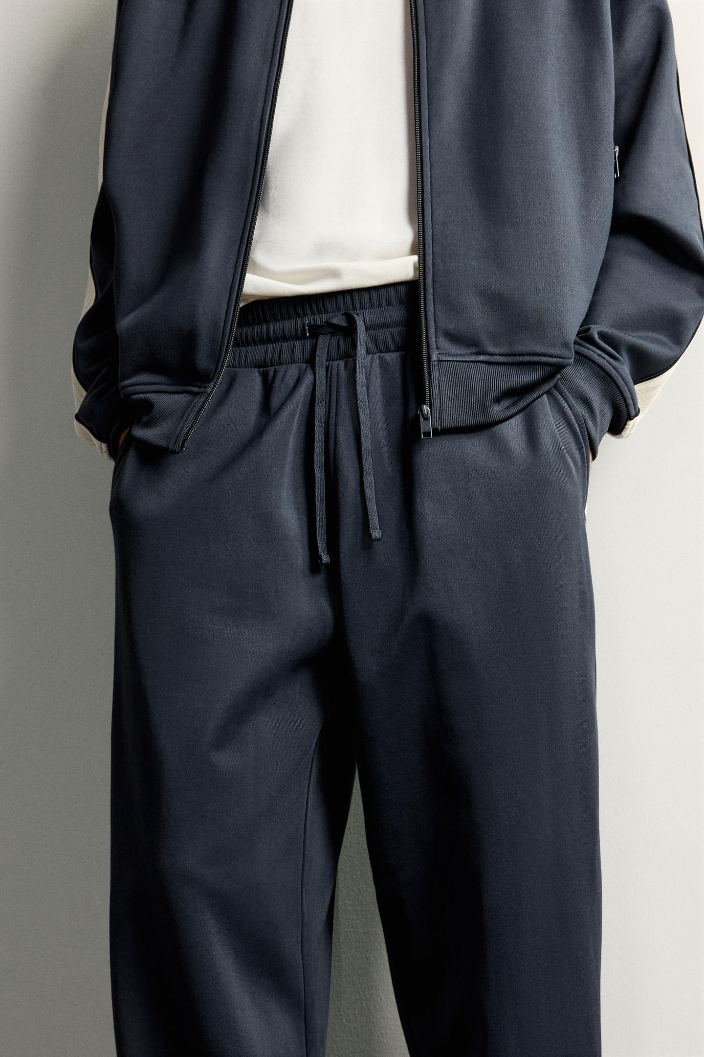 Мужские брюки Zara Contrast Retro Track Pants, цвет: Синий / Стальной — фото 5