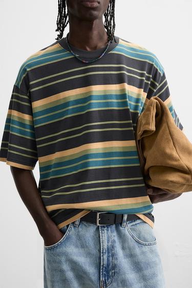 HAUT EN JACQUARD À RAYURES - Marron foncé de Zara - Image 4