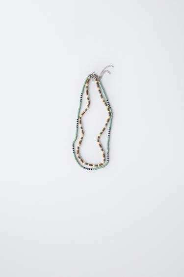 Zaras TVÅPACK HALSBAND I TRÄ - Havsgrön - Bild 0