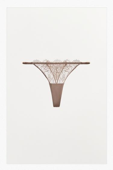 LACE THONG - Pastel pink by Zara