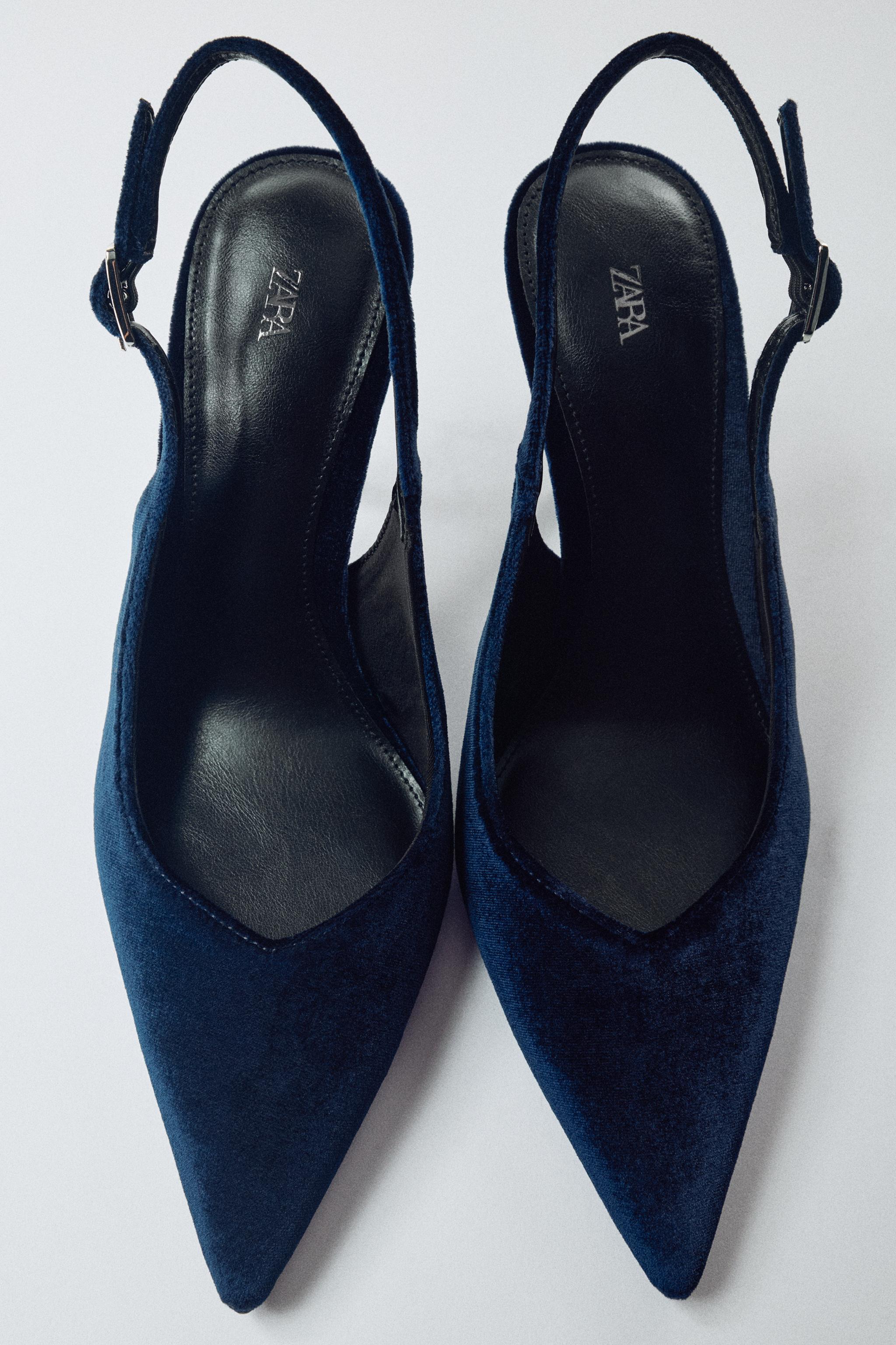 Velvet-Effect Slingback Heels by Zara
