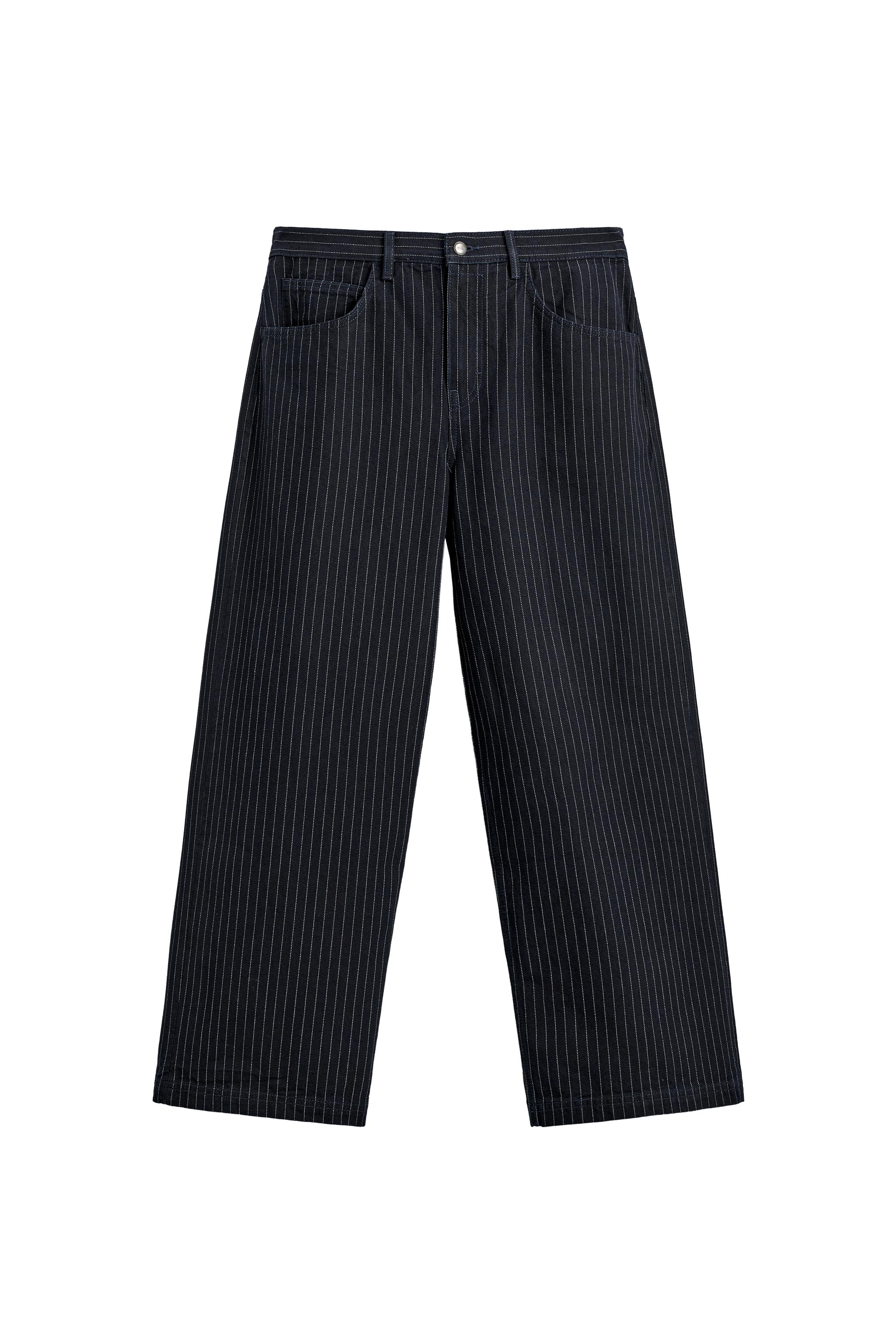 PINSTRIPE BAGGY FIT TROUSERS - Blue | ZARA Spain