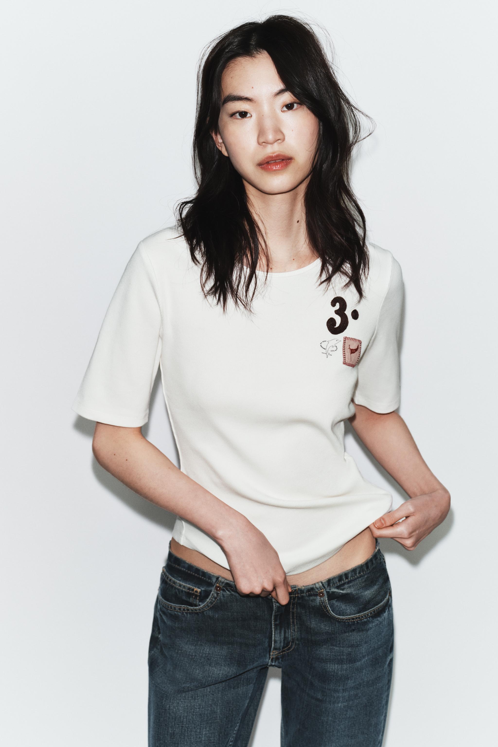 ショートスリーブTシャツ ラベル付き - ホワイト | ZARA Japan / 日本