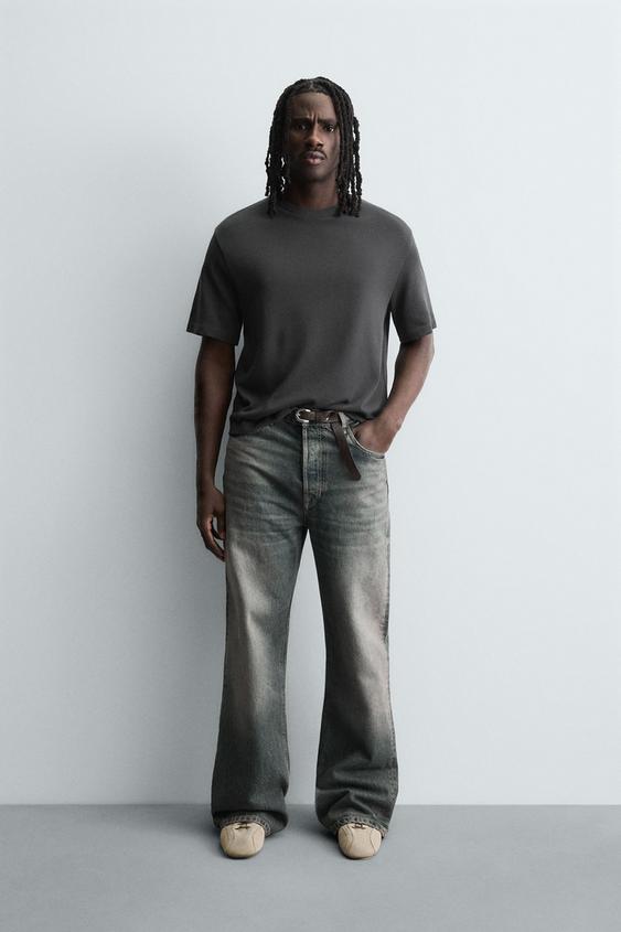 CAMISETA PUNTO BOXY FIT - Gris antracita de Zara - Imagen 0
