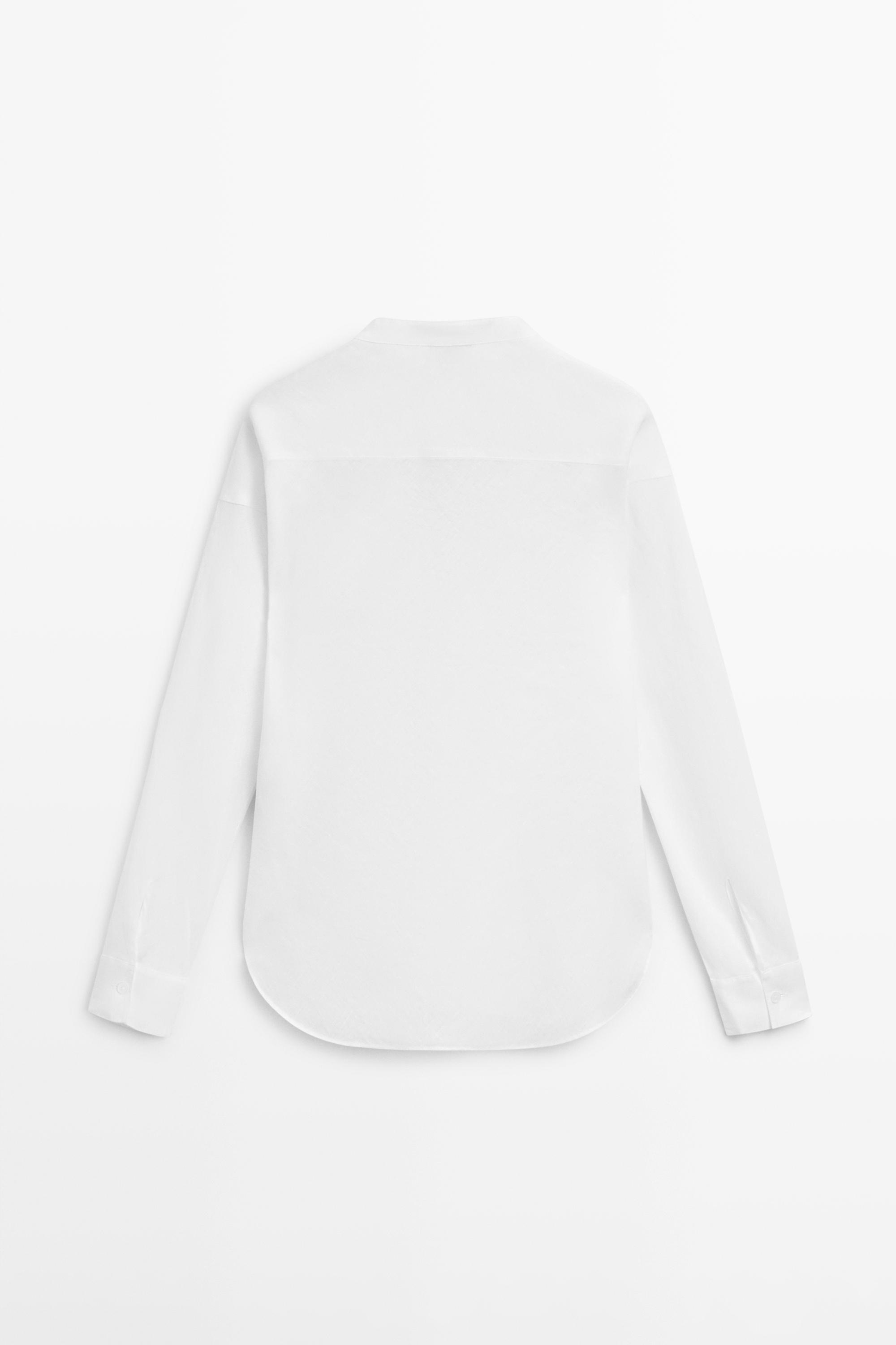 Chemise col officier 100 % lin