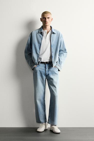 جينز خفيف بقصة Regular Cropped - أزرق فاتح الخاص بـ Zara