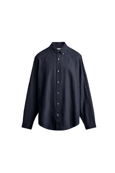 CHEMISE REGULAR FIT 100 % LIN - Bleu marine foncé de Zara