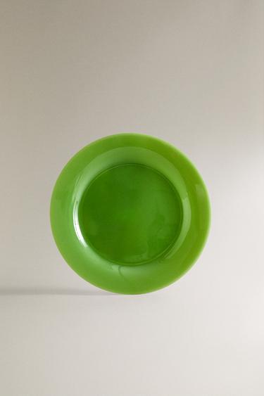 GLASS DESSERT PLATE - Green by Zara