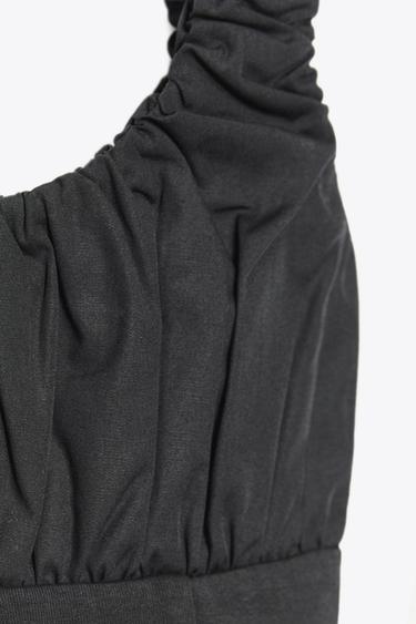 TOP COMBINADO INTERLOCK POPELÍN - Negro de Zara