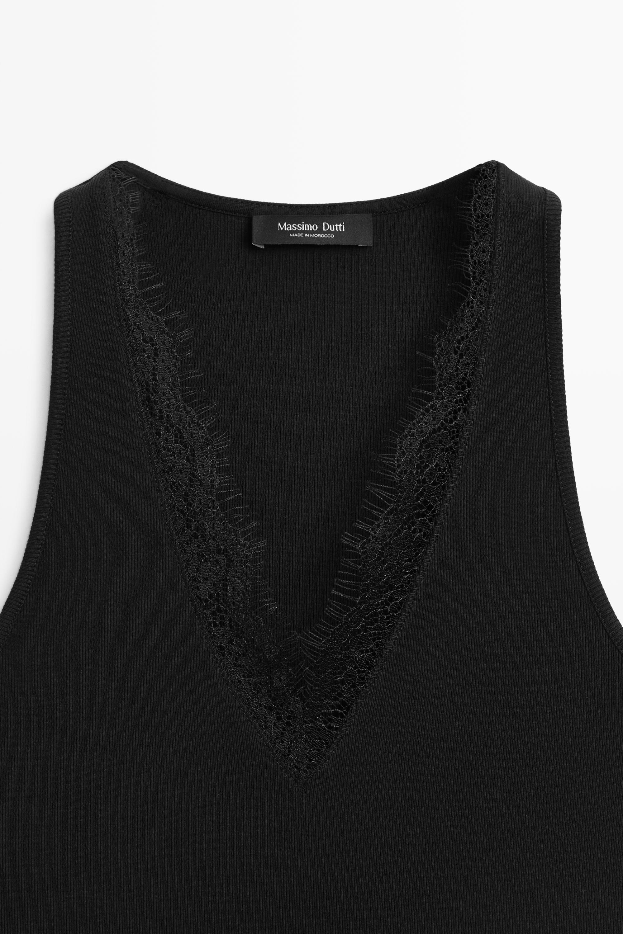 V-neck lace trim camisole top