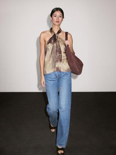 Top estampado tejido satinado - Burdeos de Zara - Imagen 0