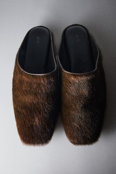 LEATHER MULE SHOES LIMITED EDITION - Brown by Zara