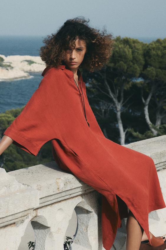 ZW COLLECTION 100% LINEN TUNIC DRESS - Brick od Zara - Obrzek 3