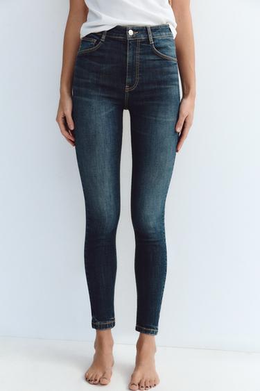 JEANS TRF SKINNY CINTURA SUBIDA - Azul-marinho da Zara