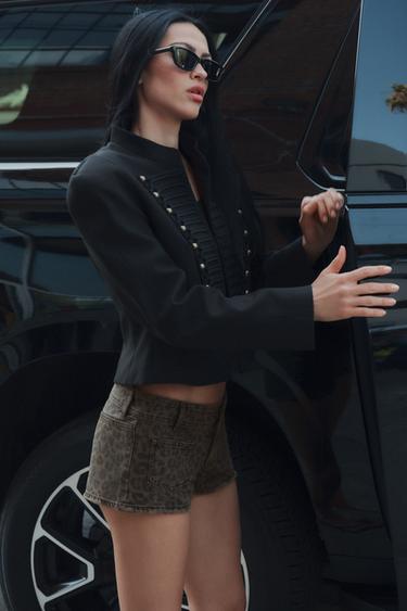 SHORT MINI DENIM TRF IMPRIMÉ ANIMAL - unique de Zara - Image 1